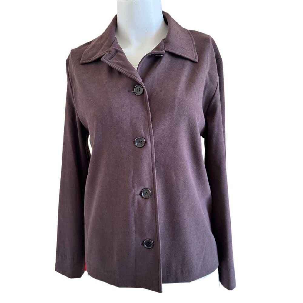 Briggs New York women's S thick suede brown button-up lightweight jacket 90’s